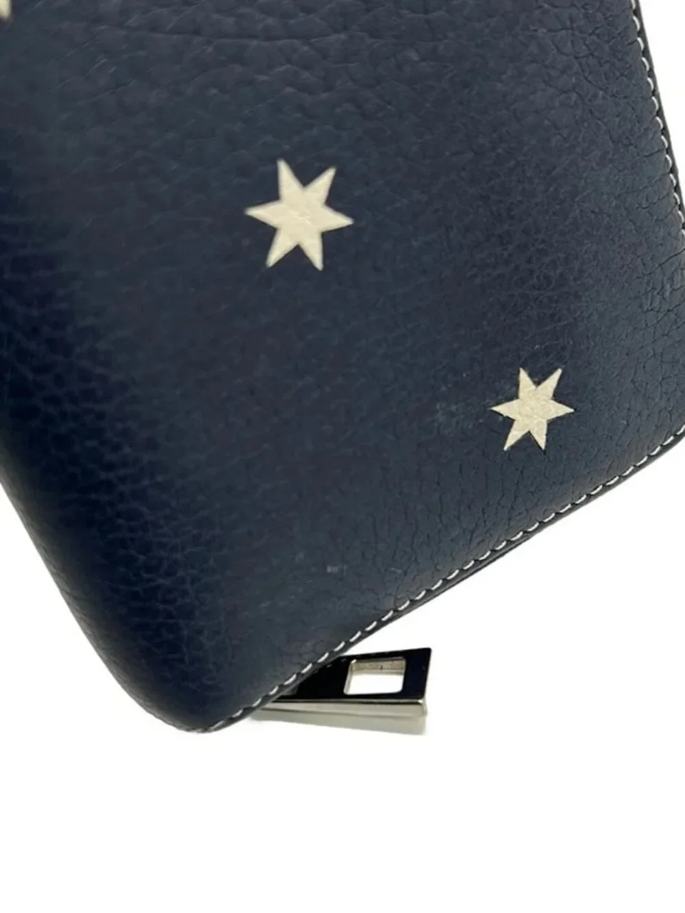 LOEWE Zip Around Wallet Stars Navy Cream Leather Long Wallet